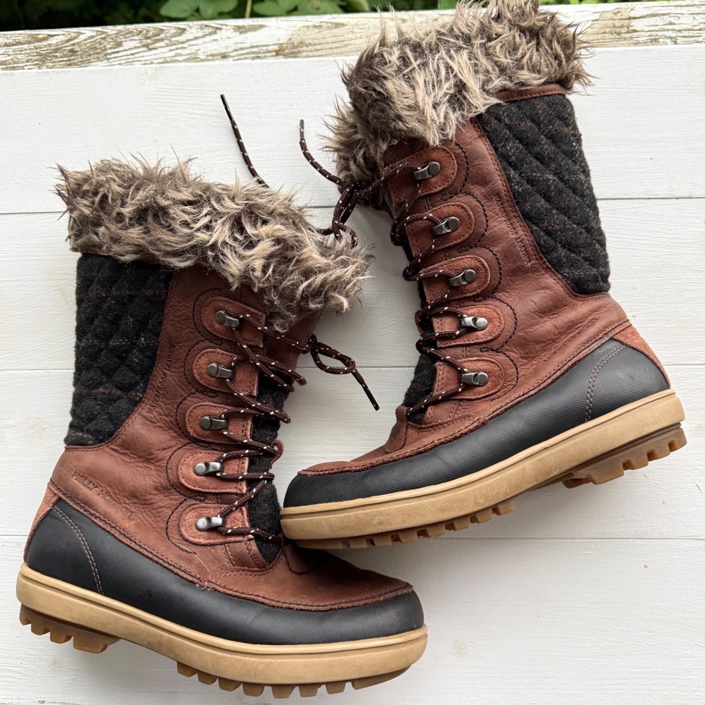Helly Hansen Garibaldi Women's Winter Snow Boots Brown Faux Fur US 6.5 EU 37.5
